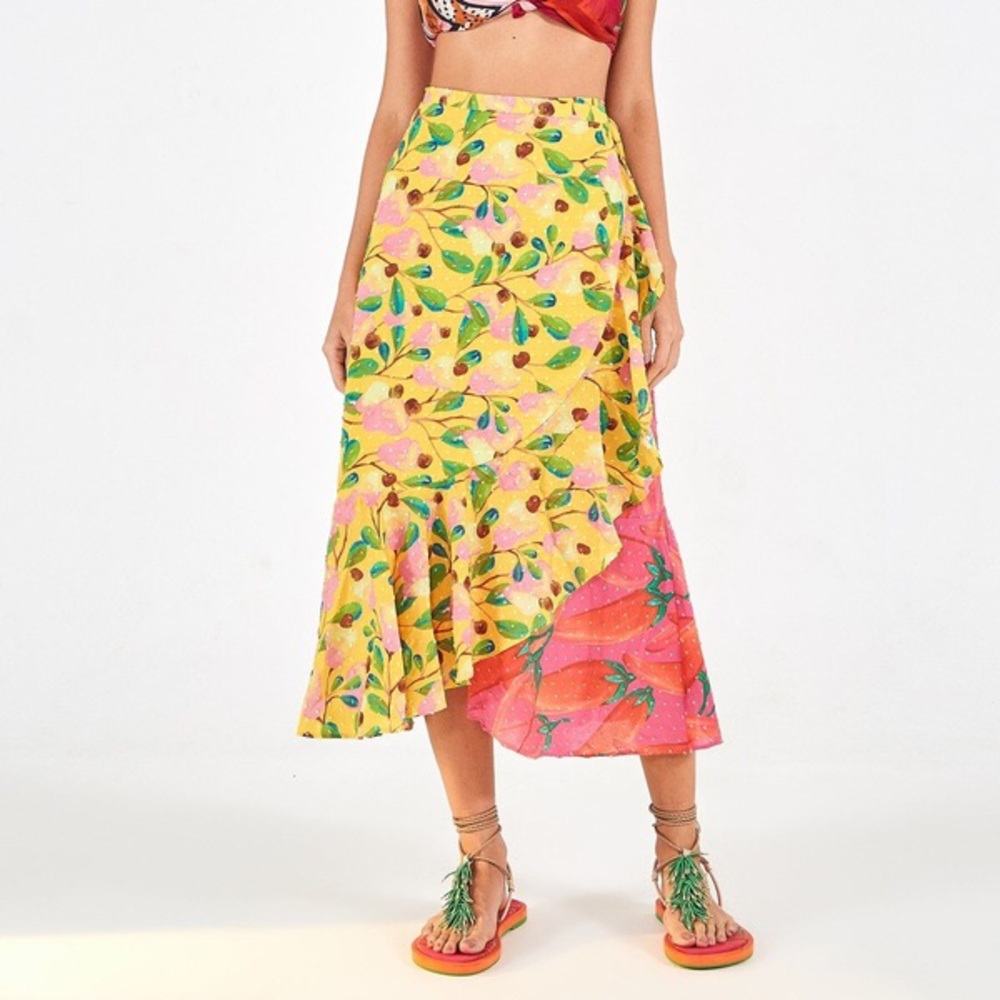 NWT Farm Rio Garden Mix Wrap Skirt